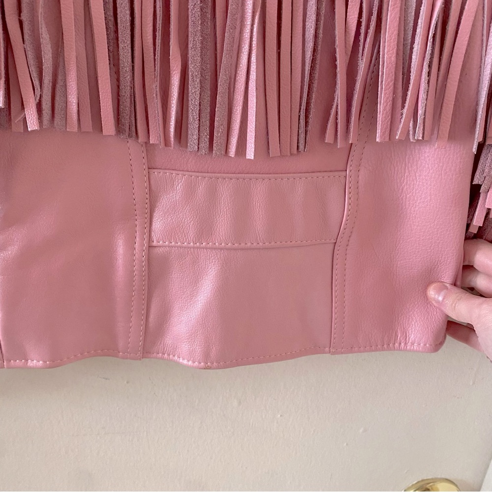 Vintage Kids’ Branded Garments Pink Fringe Leather Jacket - Picture 6 of 6